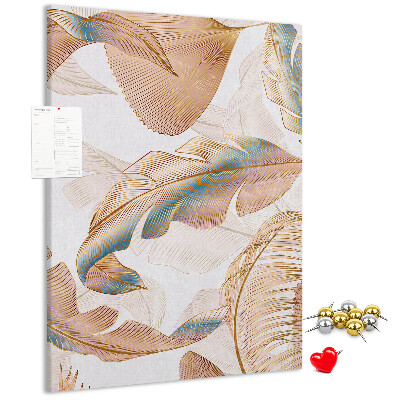 Tableau de liège Feuilles délicates aux teintes pastel