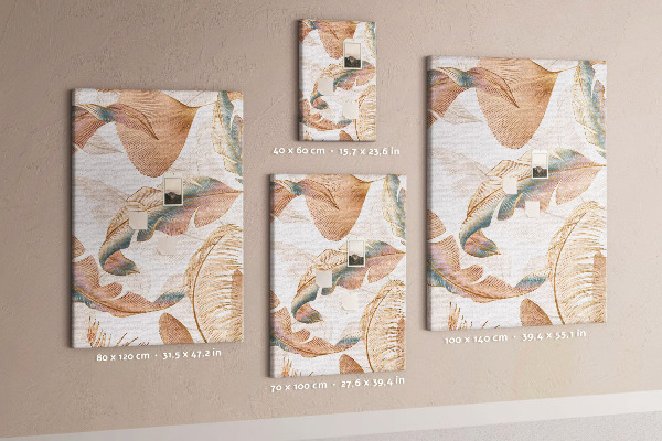 Tableau de liège Feuilles délicates aux teintes pastel