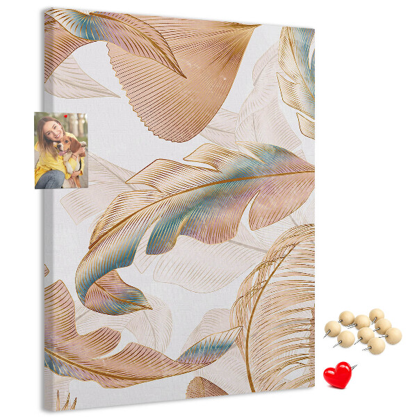 Tableau de liège Feuilles délicates aux teintes pastel