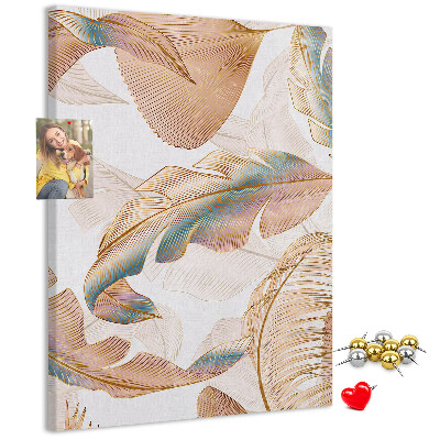 Tableau de liège Feuilles délicates aux teintes pastel