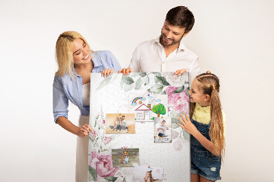Tableau en liège déco Motif floral dans des tons roses délicats