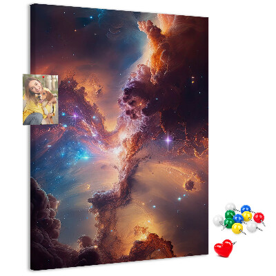 Tableau en liège fantaisie Phénomènes cosmiques dans une galaxie colorée