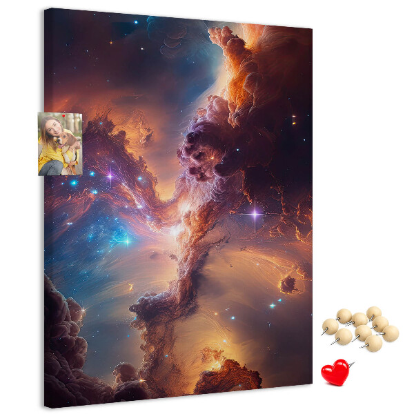 Tableau en liège fantaisie Phénomènes cosmiques dans une galaxie colorée