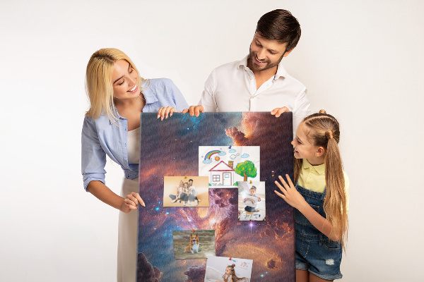 Tableau en liège fantaisie Phénomènes cosmiques dans une galaxie colorée