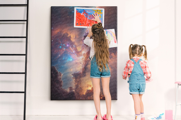 Tableau en liège fantaisie Phénomènes cosmiques dans une galaxie colorée