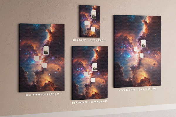 Tableau en liège fantaisie Phénomènes cosmiques dans une galaxie colorée