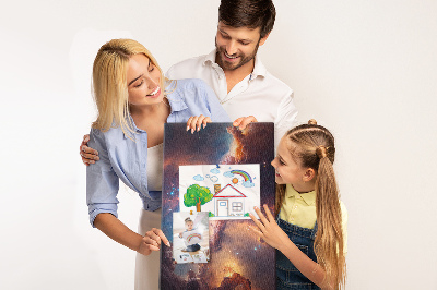 Tableau en liège fantaisie Phénomènes cosmiques dans une galaxie colorée