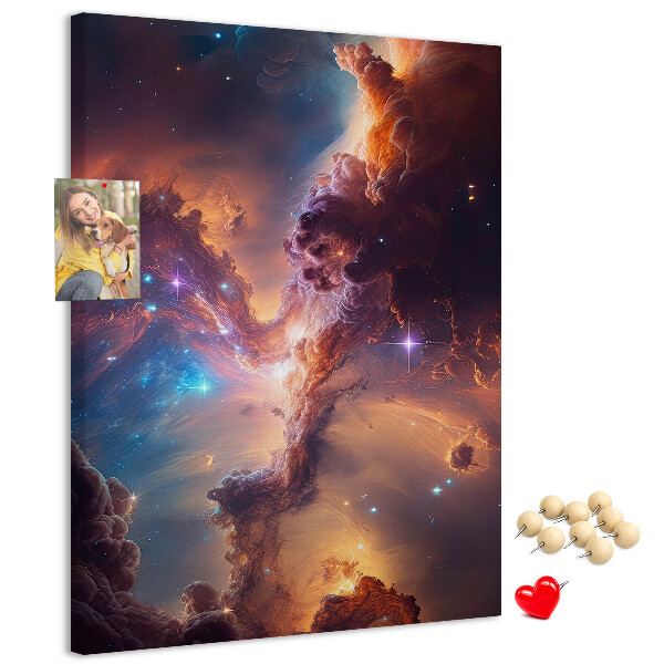 Tableau en liège fantaisie Phénomènes cosmiques dans une galaxie colorée