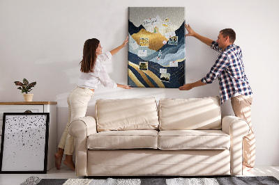 Tableau de liège Montagnes dorées dans une vallée paisible