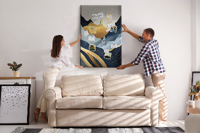 Tableau de liège Montagnes dorées dans une vallée paisible
