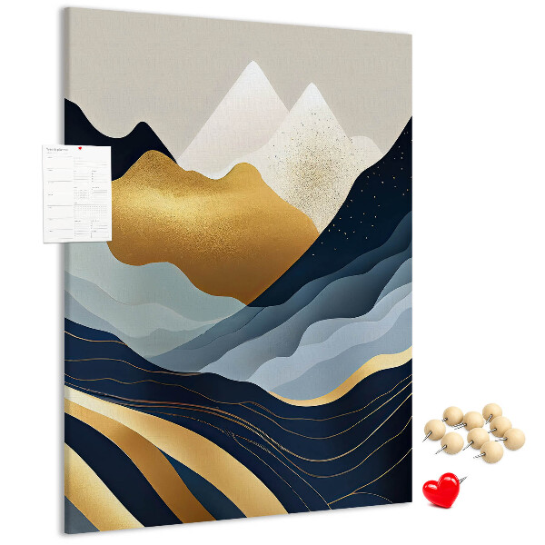 Tableau de liège Montagnes dorées dans une vallée paisible