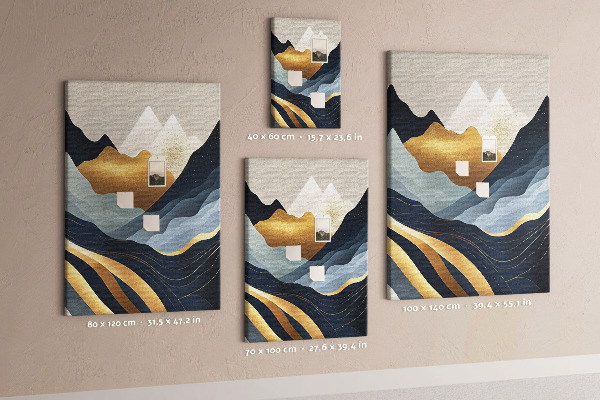 Tableau de liège Montagnes dorées dans une vallée paisible