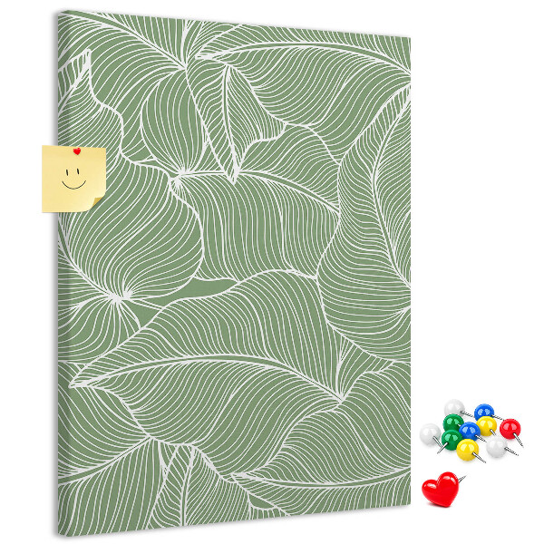 Tableau en liège fantaisie Feuilles délicates sur fond vert