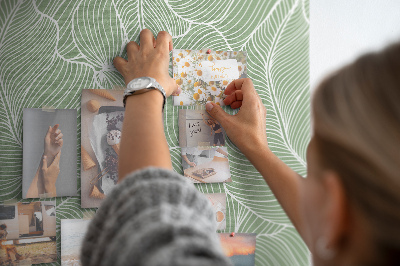 Tableau en liège fantaisie Feuilles délicates sur fond vert