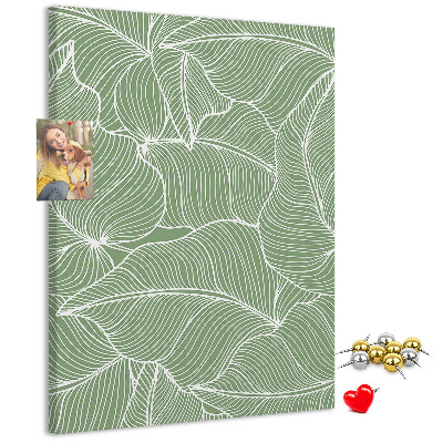 Tableau en liège fantaisie Feuilles délicates sur fond vert