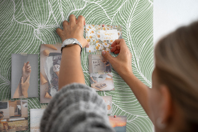 Tableau en liège fantaisie Feuilles délicates sur fond vert