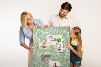 Tableau en liège fantaisie Feuilles délicates sur fond vert