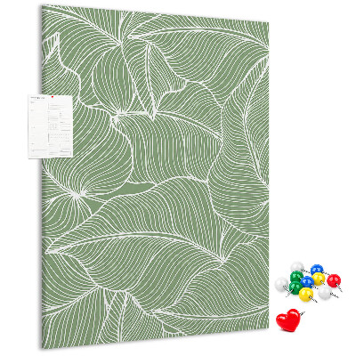 Tableau en liège fantaisie Feuilles délicates sur fond vert