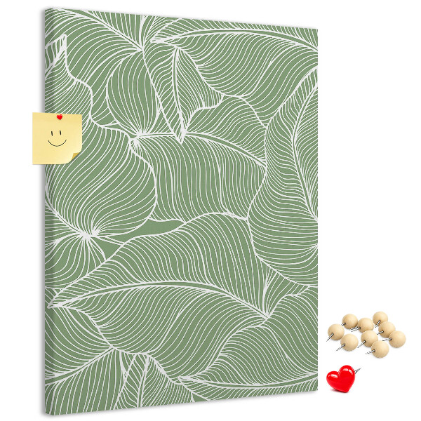 Tableau en liège fantaisie Feuilles délicates sur fond vert