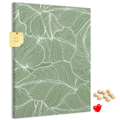 Tableau en liège fantaisie Feuilles délicates sur fond vert