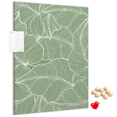 Tableau en liège fantaisie Feuilles délicates sur fond vert