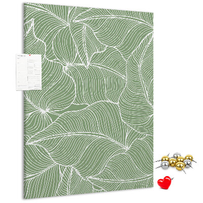 Tableau en liège fantaisie Feuilles délicates sur fond vert