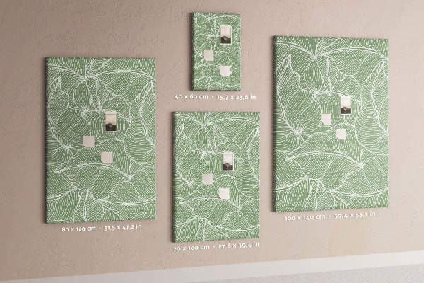 Tableau en liège fantaisie Feuilles délicates sur fond vert