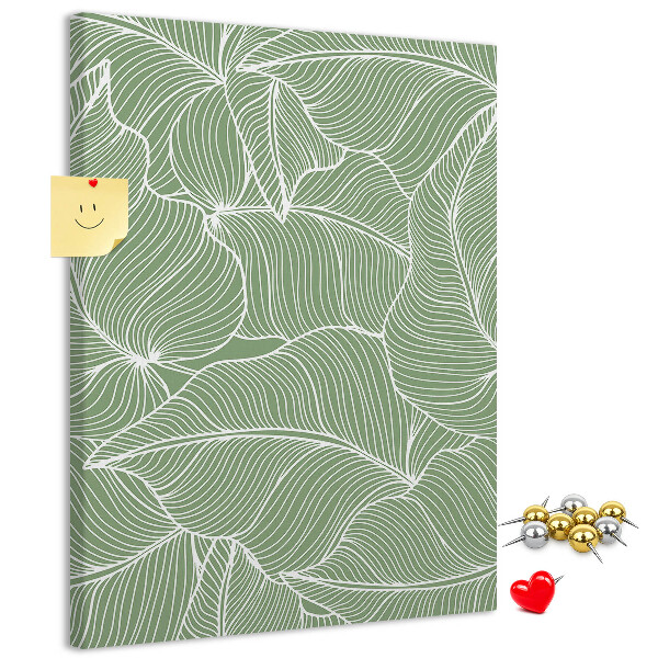 Tableau en liège fantaisie Feuilles délicates sur fond vert