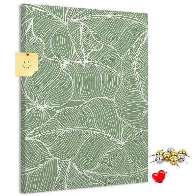 Tableau en liège fantaisie Feuilles délicates sur fond vert