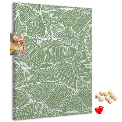 Tableau en liège fantaisie Feuilles délicates sur fond vert