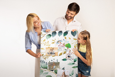 Tableau de liège Feuilles dorées sur fond clair