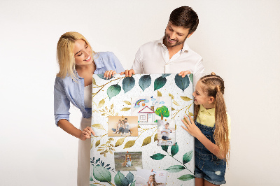 Tableau de liège Feuilles dorées sur fond clair