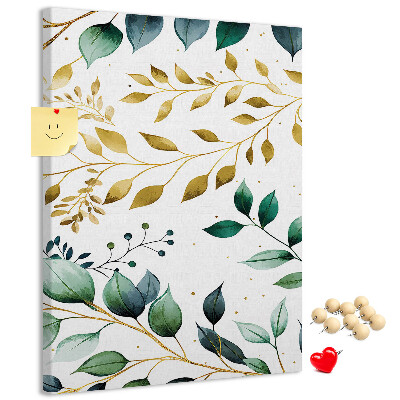 Tableau de liège Feuilles dorées sur fond clair