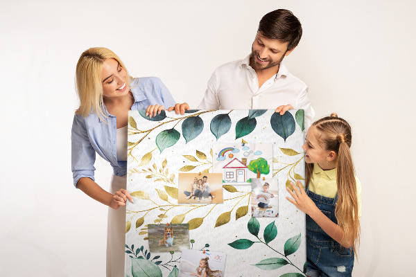 Tableau de liège Feuilles dorées sur fond clair