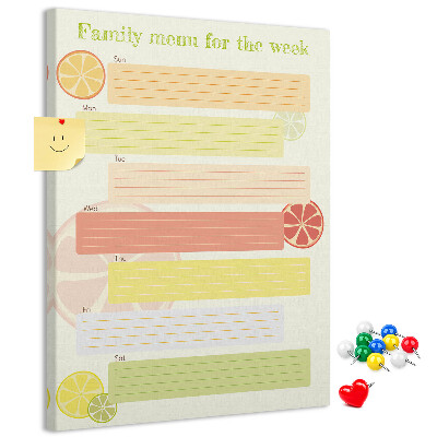 Tableau en liège fantaisie Un menu hebdomadaire coloré pour votre famille