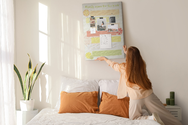 Tableau en liège fantaisie Un menu hebdomadaire coloré pour votre famille