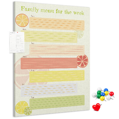 Tableau en liège fantaisie Un menu hebdomadaire coloré pour votre famille
