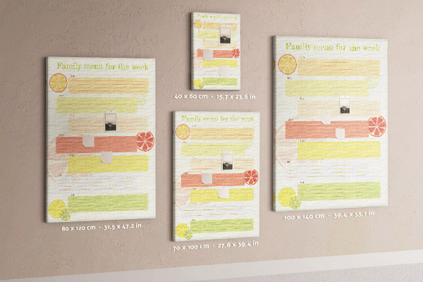 Tableau en liège fantaisie Un menu hebdomadaire coloré pour votre famille