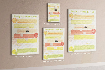Tableau en liège fantaisie Un menu hebdomadaire coloré pour votre famille