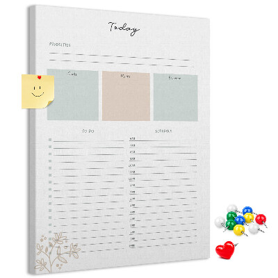 Tableau en liège déco Agenda quotidien avec sections colorées