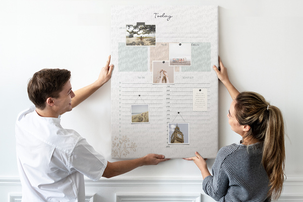 Tableau en liège déco Agenda quotidien avec sections colorées