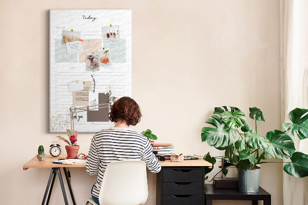 Tableau en liège déco Agenda quotidien avec sections colorées