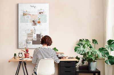 Tableau en liège déco Agenda quotidien avec sections colorées