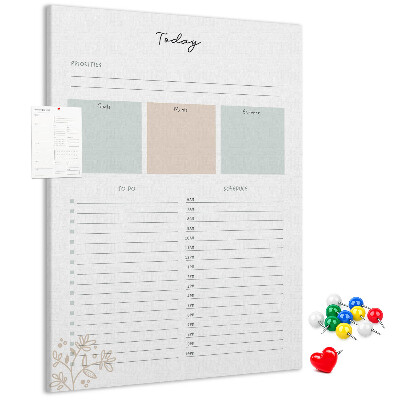 Tableau en liège déco Agenda quotidien avec sections colorées