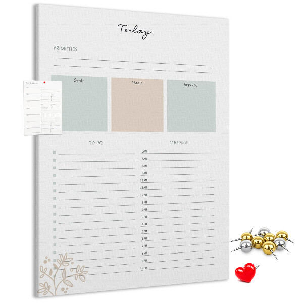 Tableau en liège déco Agenda quotidien avec sections colorées