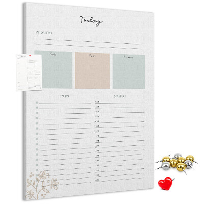 Tableau en liège déco Agenda quotidien avec sections colorées