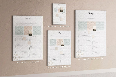 Tableau en liège déco Agenda quotidien avec sections colorées