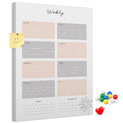 Tableau de liège Agenda hebdomadaire avec sections colorées