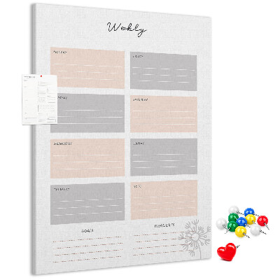 Tableau de liège Agenda hebdomadaire avec sections colorées