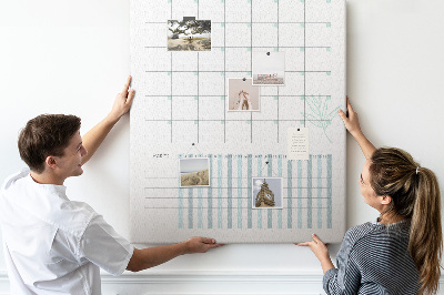Tableau en liège fantaisie Planification mensuelle avec une délicate touche florale